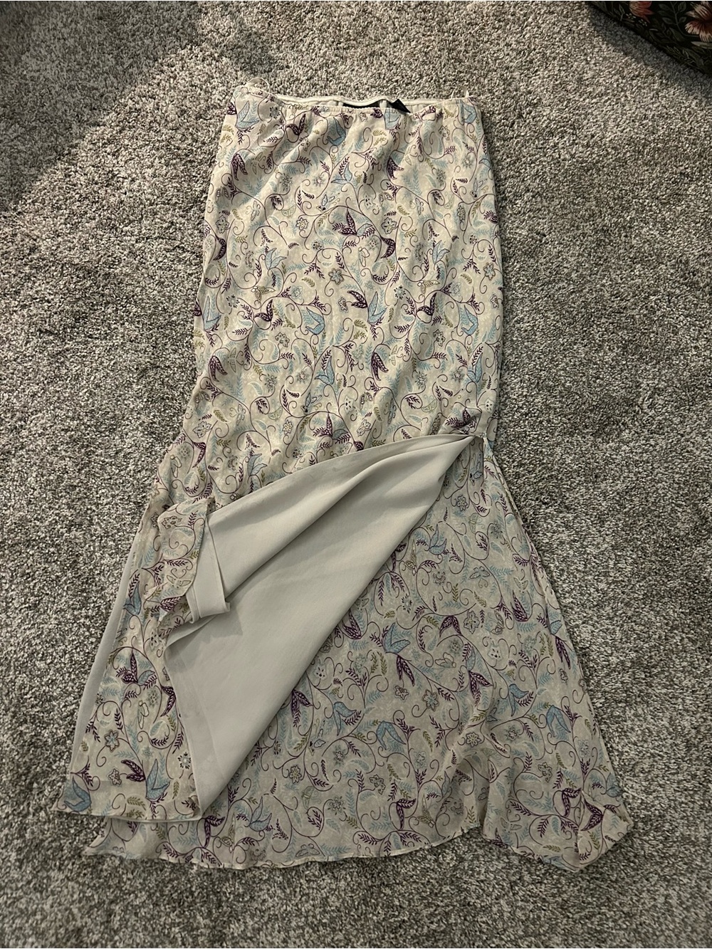 Express Cream Maxi Skirt with Purple and Light Blue Paisley
